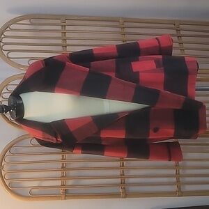 Halogen red Buffalo plaid flannel coat size 1X black red plaid